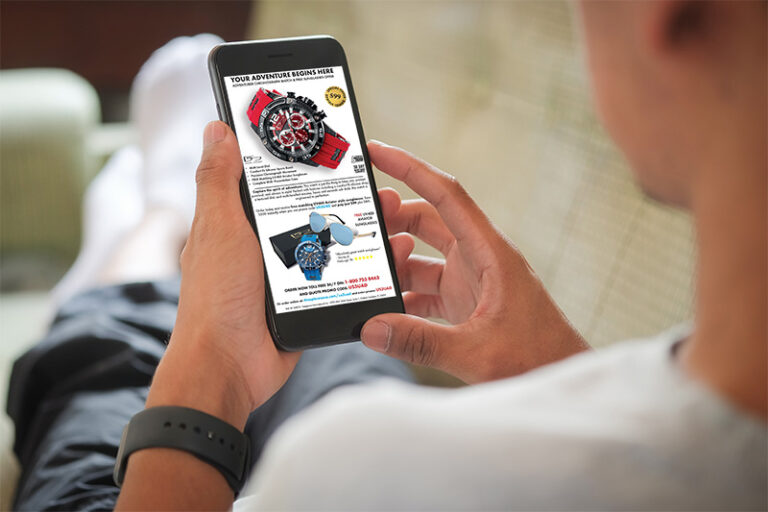 Person viewing Display Advertising on a phone