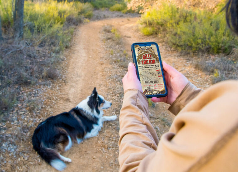 A person looking at a display ad on their phone. Place Display advertising online