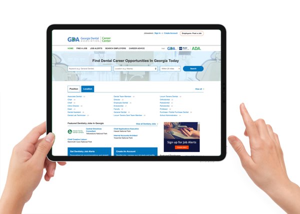GDA Career Center on Tablet