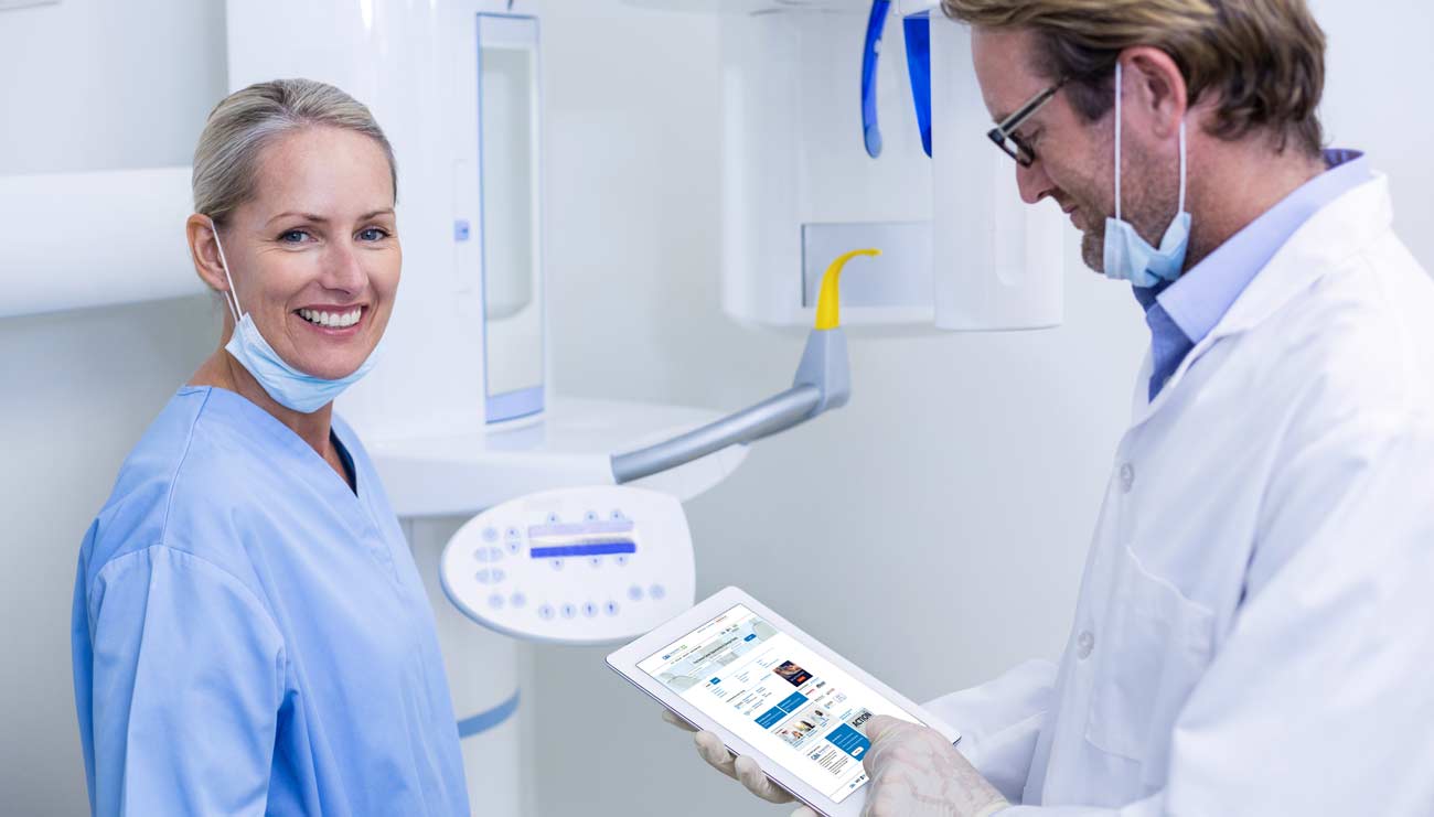 Dentists looking ad GDA Career Center on Tablet